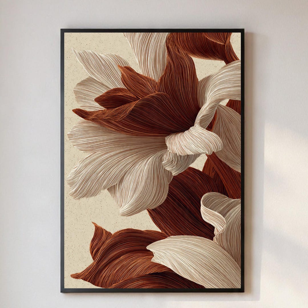 Botanical Line Art Print | Neutral Floral Wall Decor (digital Download ...