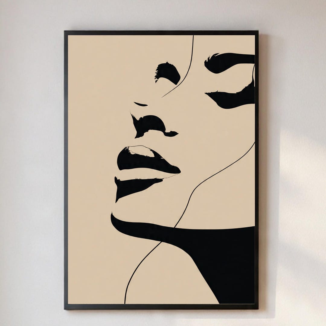Abstract Woman Face Line Art Print, Minimalist Female Portrait, Modern ...