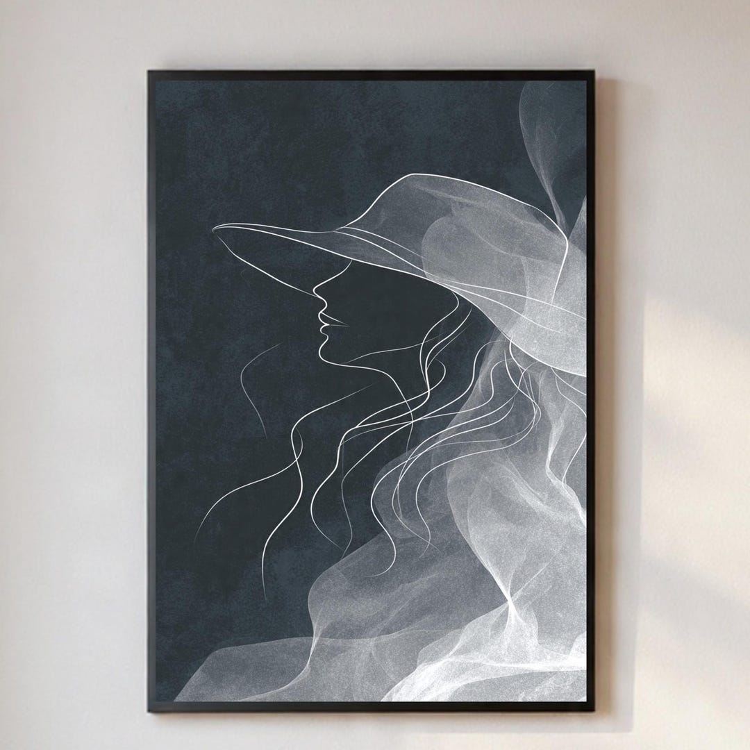Minimalist Line Art Print, Abstract Woman Wall Art, Black and White ...