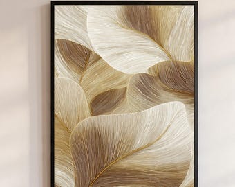 Neutral Botanical Line Art Print | Beige Abstract Decor (Digital Download)