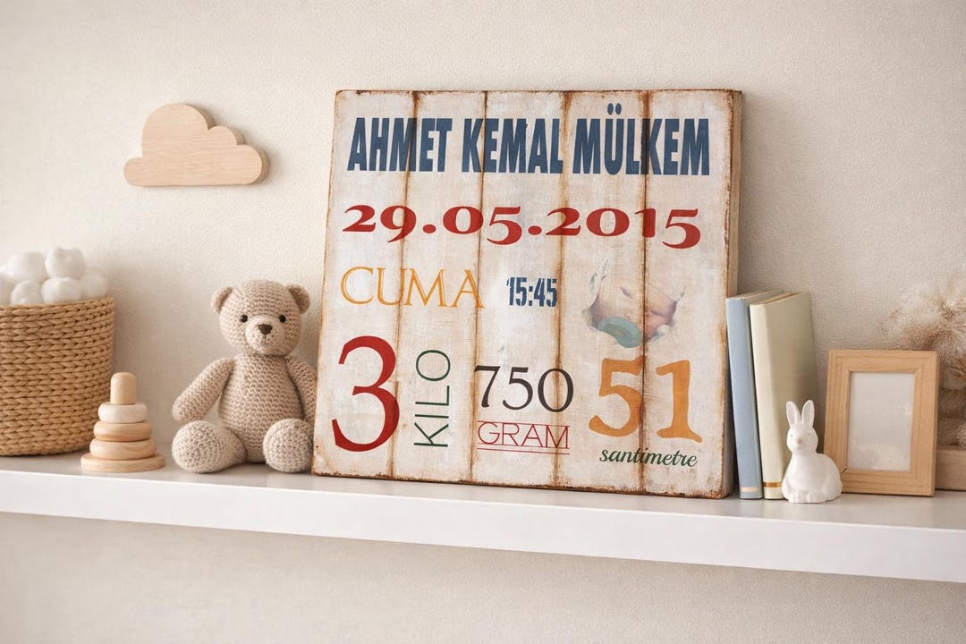 Baby Birth Stats Sign – Personalized Rustic Wooden Birth Announcement ...