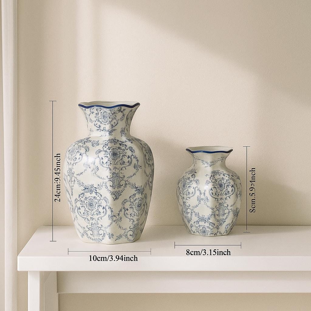 青白い手描きの陶磁器花瓶 青白い手描きの陶磁器花瓶 Amazon.co.jp