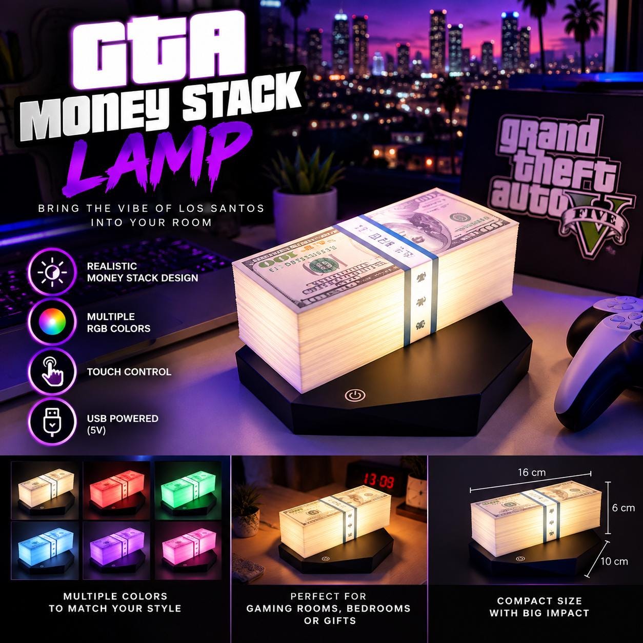 GTA 100ドル札デザイン テーブルランプ Gta Money Light - Etsy