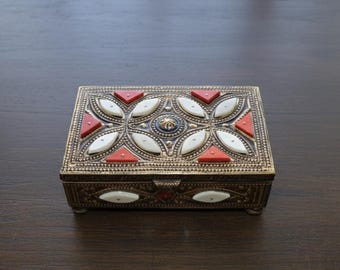 Vintage Moroccan Jewelry Box - Handmade Storage Box