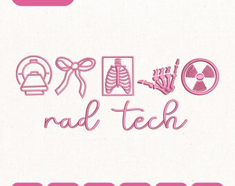 Archivo de bordado a máquina con iconos de tecnología radiológica, regalo para tecnólogos radiológicos (descarga digital)