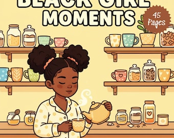 Black Girl-kleurboek: 45 afro-beautypagina's voor tieners en volwassenen (pdf + png-bestand)