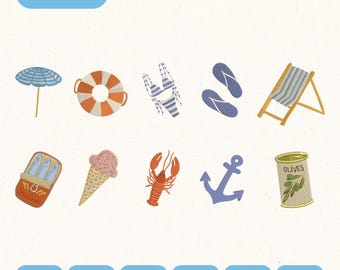 10 La Dolce Vita Italian Summer Bundle Embroidery File, Coastal Vacation ( Digital Download)