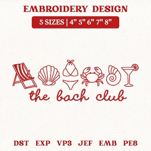 The Bach Club Stickdatei, Bikinis und Martinis Bachelorette (Digitaler Download)
