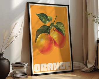 Orange Kitchen Wall Art Print – Retro Citrus Poster, Bold Pop Art Fruit Decor for Dining Room