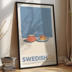 Arte mural imprimible de Fika sueca - Póster de café escandinavo en PDF - Descarga instantánea de cocina nórdica