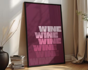 Wijnkunst aan de muur – moderne wijnposter eetkamer, bordeauxrode typografie bardecoratie