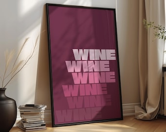 Afdrukbare pdf-bestand eetkamerwijnposter – moderne wijnbar kunst aan de muur downloaden