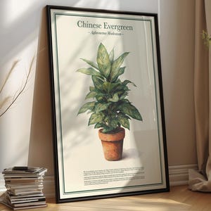 Vintage botanische print downloaden – pdf-poster Chinese groenblijvende poster