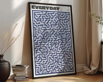 Scandinavische geometrische afdrukbare muurkunst – moderne doolhofposter pdf-download