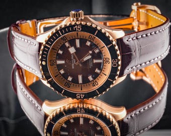 Superocean Diver's Watch, 44mm Rose Gold Plated Stainless Steel