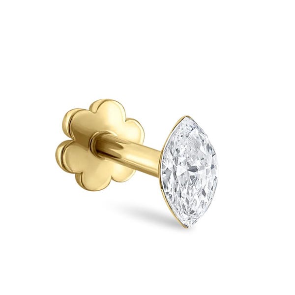 Invisible Set Diamond Marquise Threaded Stud Earring