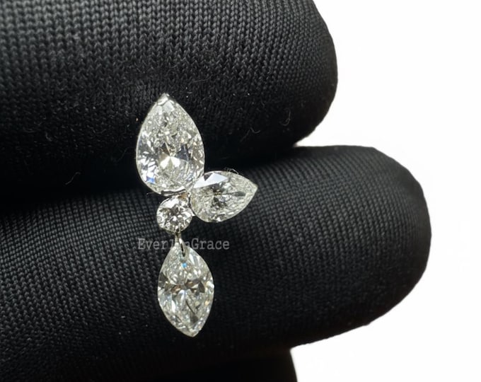 Marquise Pear Diamond Echo Threaded Stud Earring