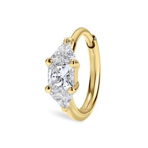 3mm Diamond Princess Triangle Hoop Earring (Non-Rotating)
