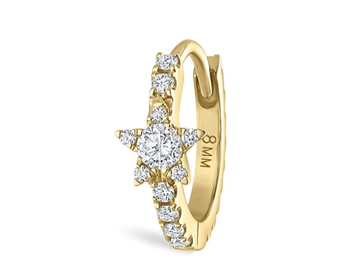 Diamond Star Eternity Hoop Earring
