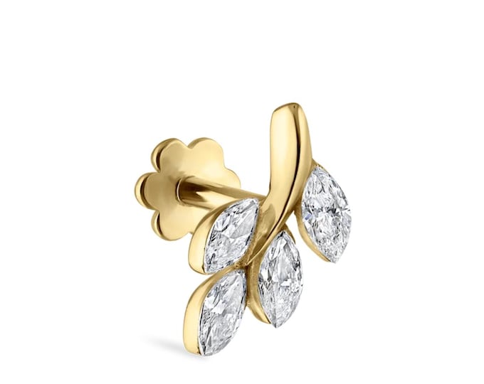 Diamond Vine Threaded Stud Earring