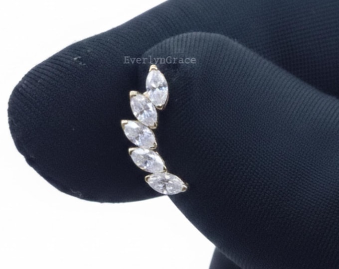 Marquise Lab Grown Diamond Stud Earrings – 10K /14KGold Leaf Stud