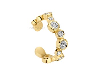 Lab grown Diamond Ear Cuff Genuine Sparkling Cartilage Cuff Dainty 14k Solid  Gold Minimalist No Piercing Ear Stack Jewelry
