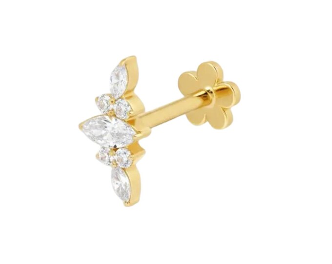 Lab Grown Diamond Lotus Garland Stud Earring