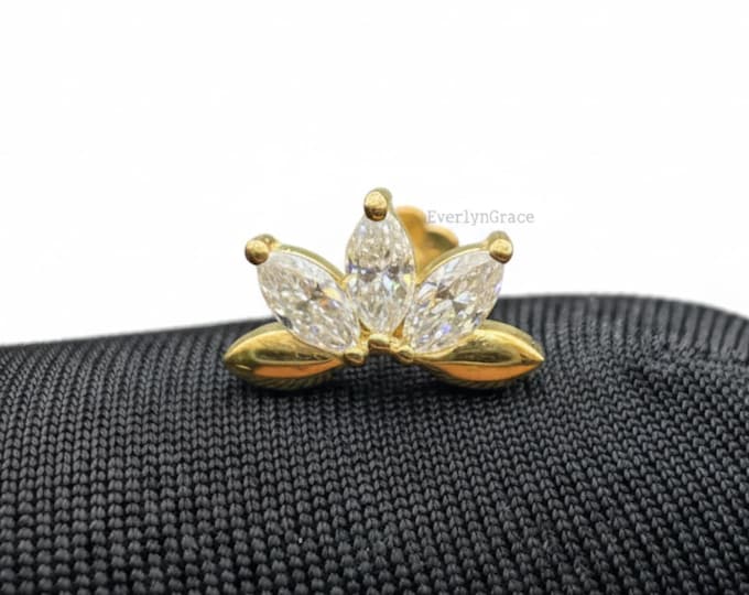 Diamond Lotus Stud Earring