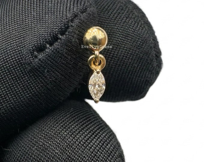 14K Gold Marquise Diamond Drop Stud – Helix Dangle Piercing