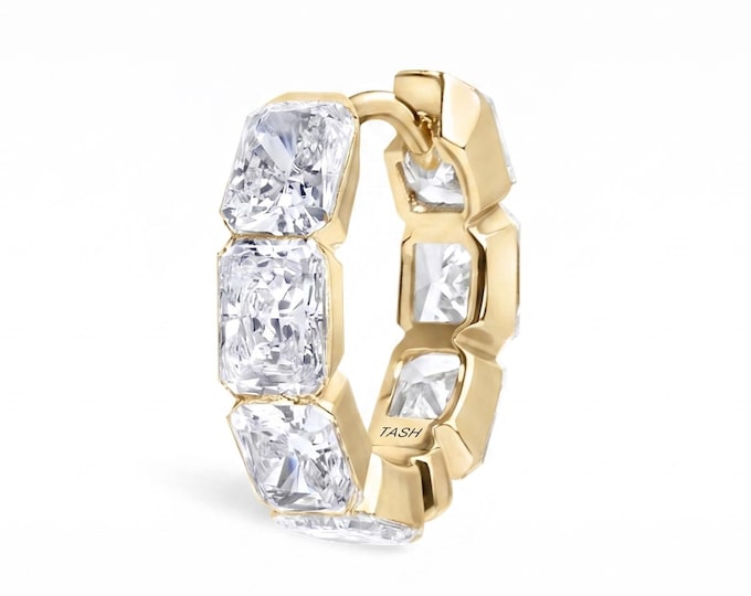 Invisible Set Radiant Cut Diamond Eternity Hoop Earring