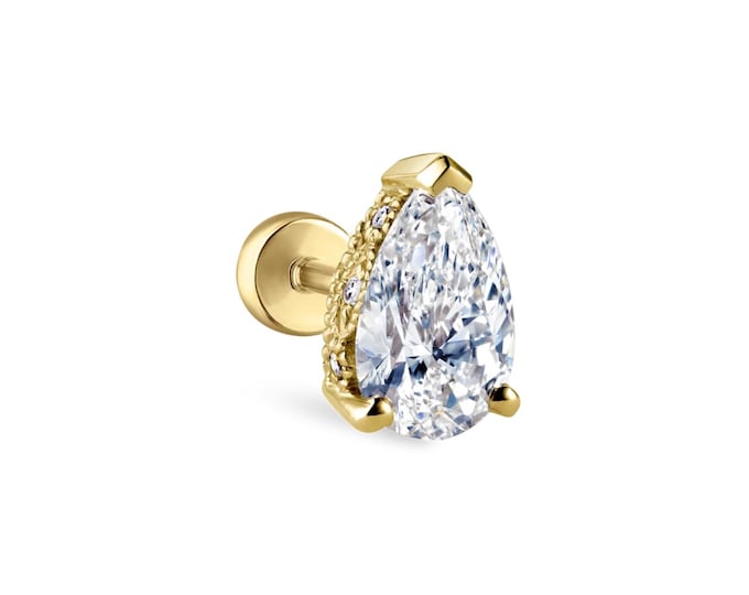 Diamond Pear Stud Earring