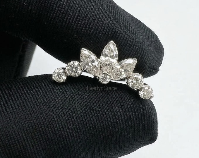 Invisible Set Diamond Lotus Garland Threaded Stud Earring