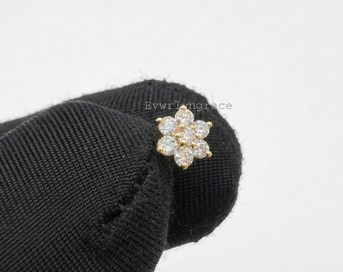 Diamond Flower Threaded Stud Earring