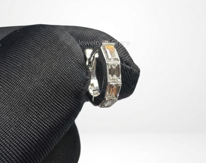 Invisible Set Baguette Diamond Eternity Hoop Earring