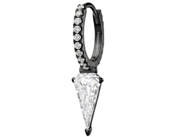 18K Solid Gold Black rhodium Silhouette Diamond Spike Eternity Hoop Earring – Iconic Spike Design