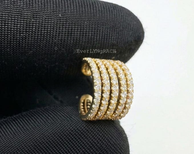 14K Gold Lab Grown Diamond Ear Cuff, No Piercing Conch Earring
