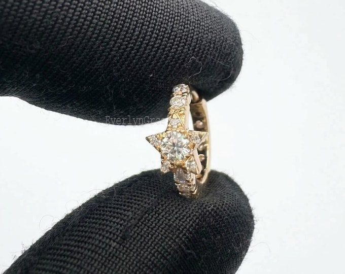 Diamond Star Eternity Hoop Earring