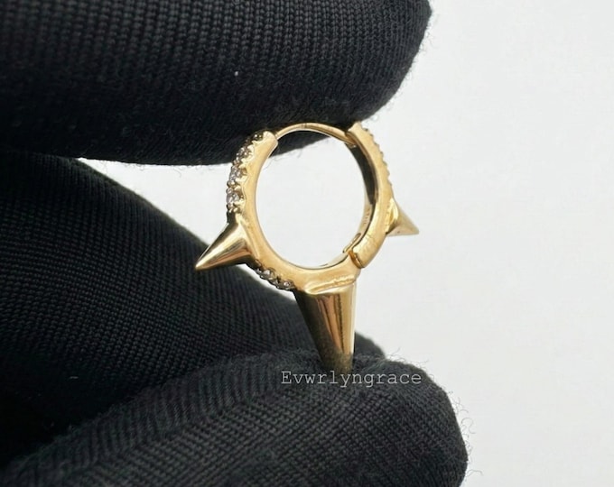 Triple Long Spike Diamond Eternity Hoop Earring