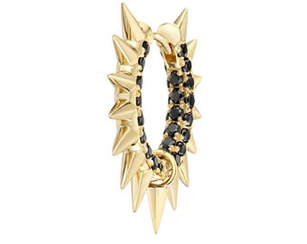 Metal Mohawk with Black Diamond Pave Hoop Earring.