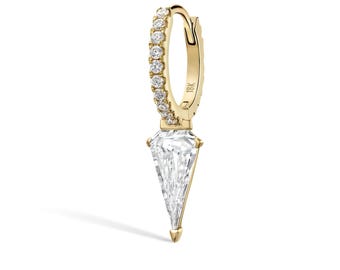 18K Solid Gold Silhouette Diamond Spike Eternity Hoop Earring – Iconic Spike Design