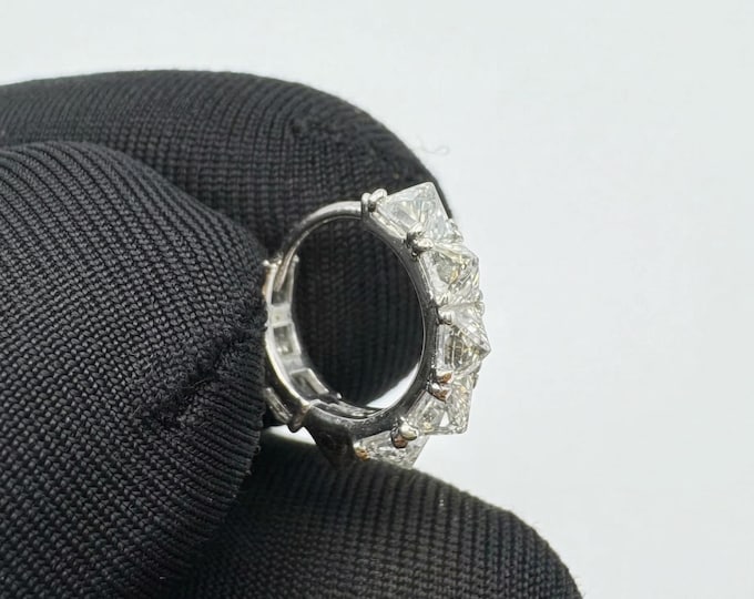 14K Solid Gold 3mm Pyramid Diamond Eternity Hoop Earring