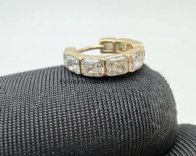 Invisible Set Radiant Cut Diamond Eternity Hoop Earring