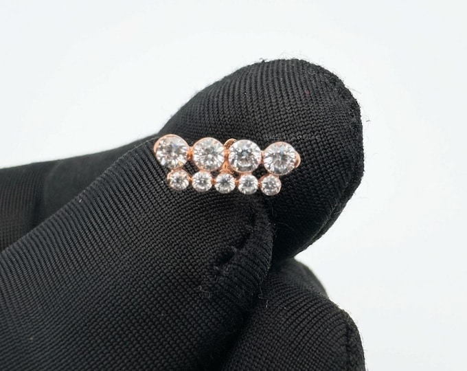 Invisible Set Diamond Apsara Bar Threaded Stud Earring