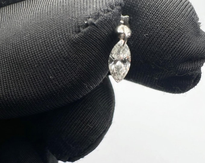 Floating Marquise Diamond Charm Threaded Stud Earring