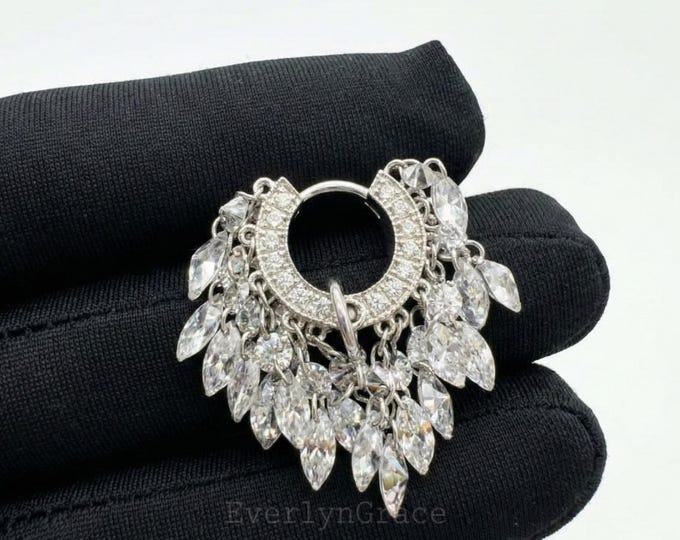 Floating Diamond Tassel Hoop Earring