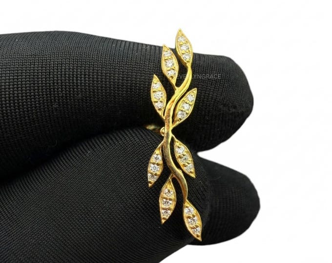 14K White Gold Diamond Climber Earrings | Round Natural Diamond Ear Crawlers