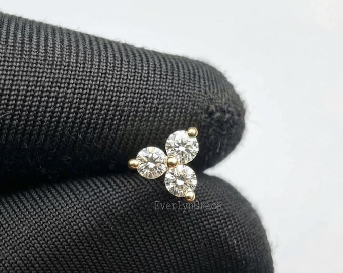 14k Yellow Gold Lab Grown Diamond Flower Stud Earring