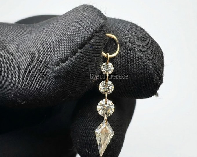14k Gold Lab Grown Diamond Dangle Charm for Hoops