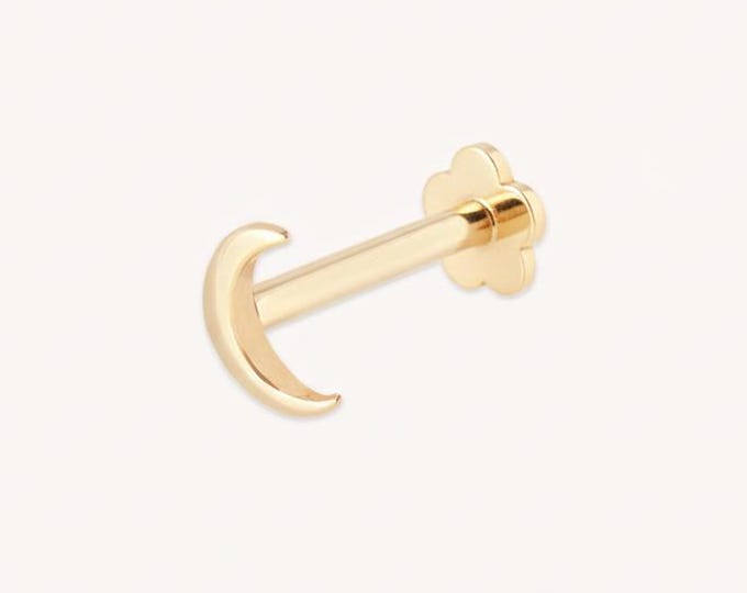 Moon Piercing Stud in Solid Gold