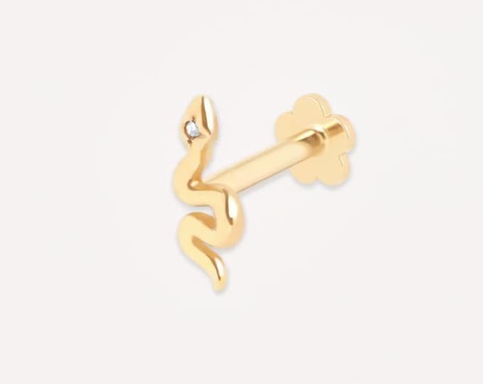 Snake Piercing Stud in Solid Gold